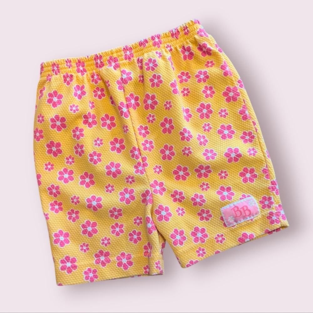 Vintage Sesame Street 5T Big Bird Kids Yellow Floral Shorts